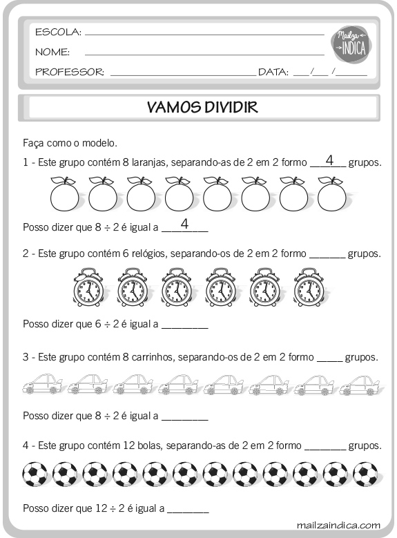 MAILZAINDICA - Atividade do Ensino Fundamental de Matemática